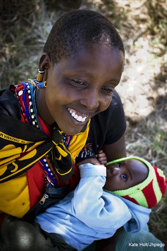 Mother and baby outside in Kenya