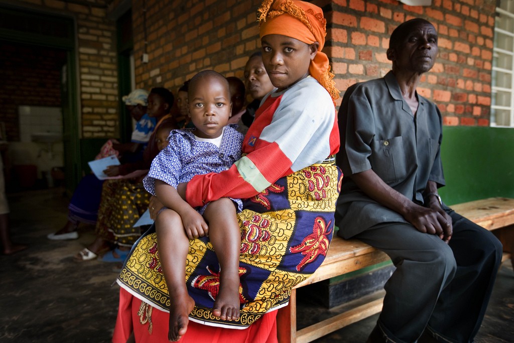 Women and their children wait to see a doctor in the outpatients unit in Nemba Hospital, Nemba, Rwanda.