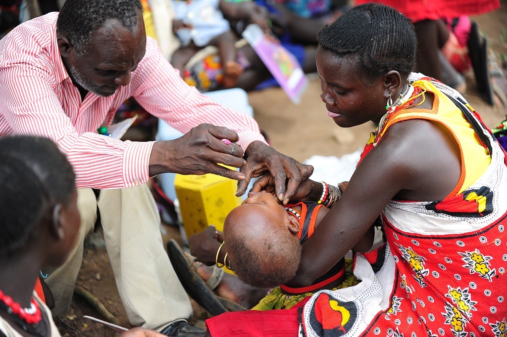 Immunizing a baby in Kenya