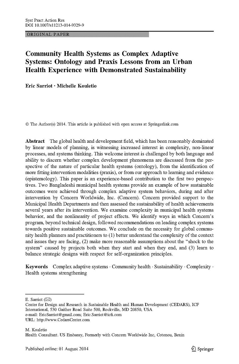 community health systems as complex adaptive systems ontology and