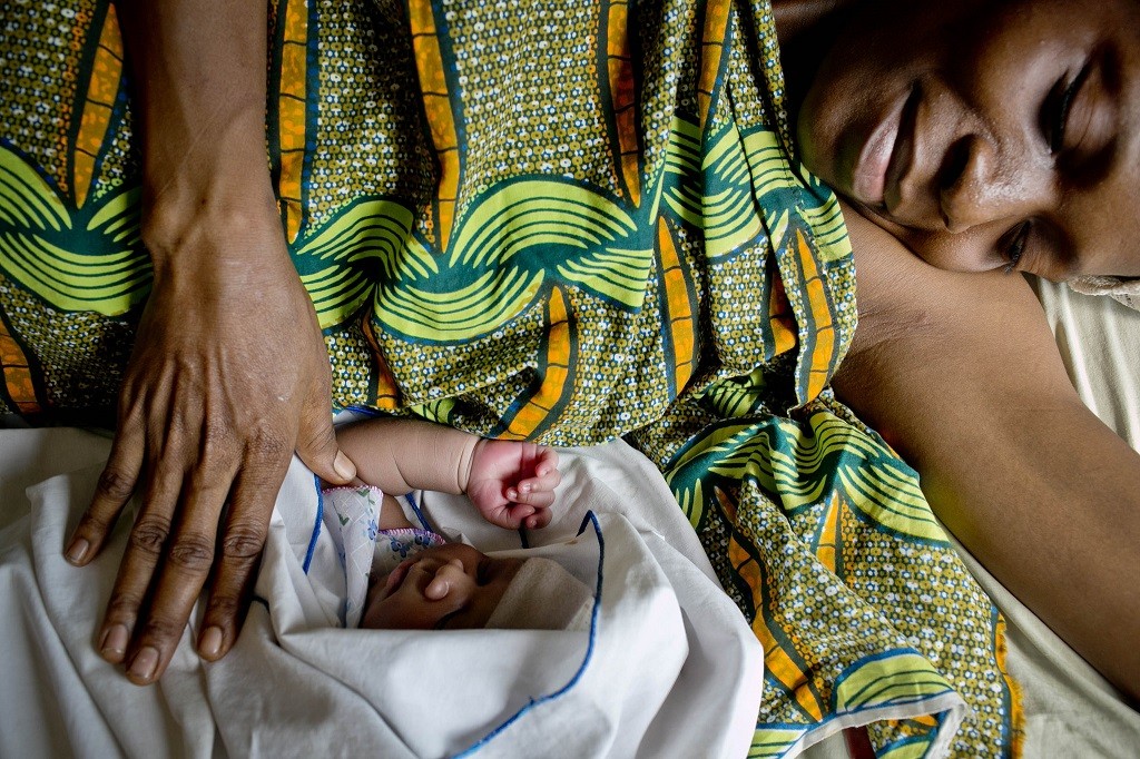 Mother and newborn in Ghana