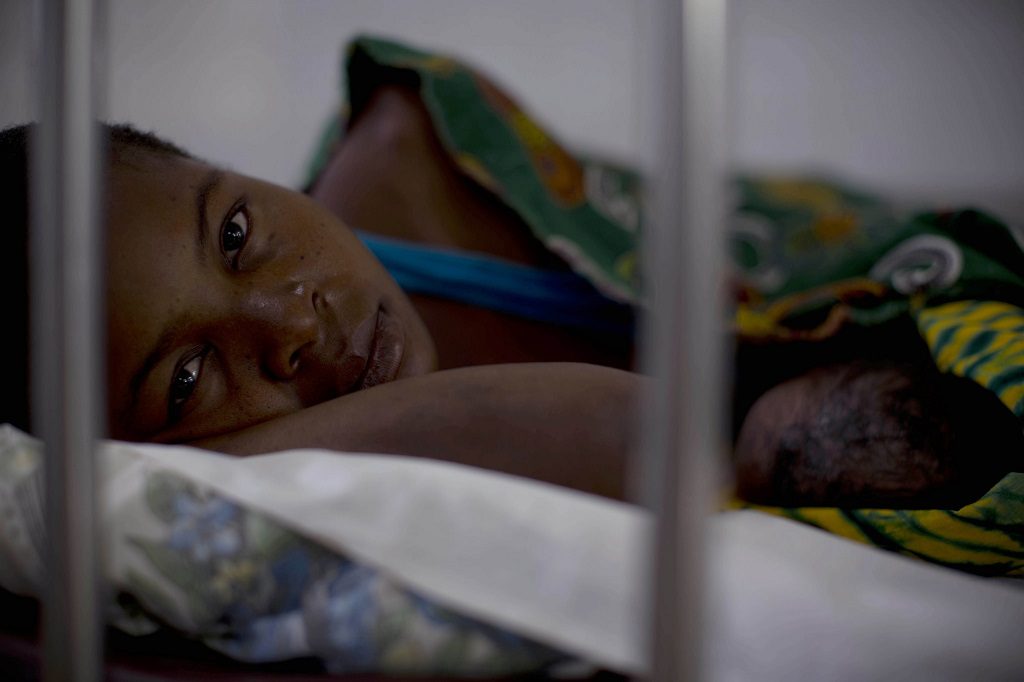 Woman and newborn resting at Marere hospital in Nampula, Mozambique.