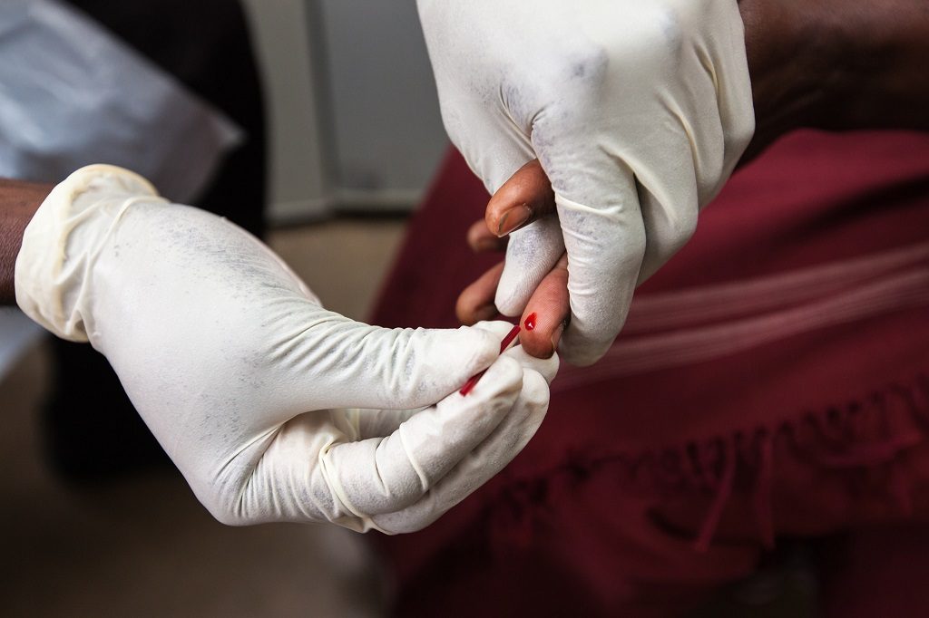 Finger prick to test for HIV