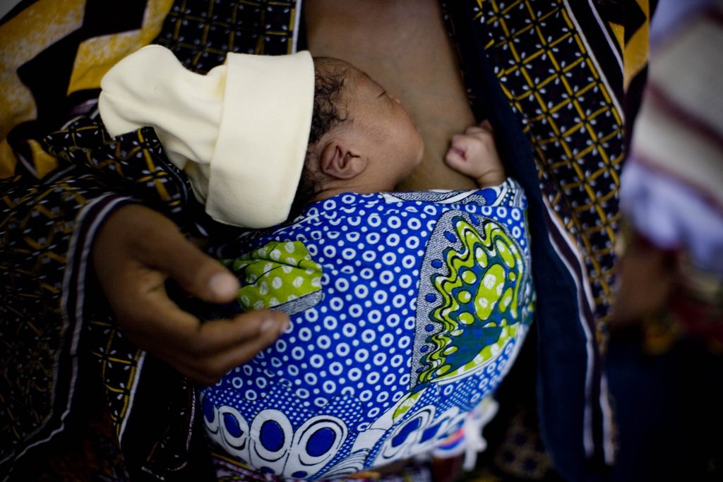Mother and newborn doing Kanagaroo Mother Care.