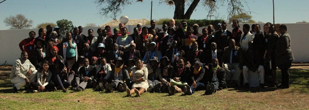 Members of Community Improvement Teams from across Mahalapye Sub-District meeting for their first joint learning session.