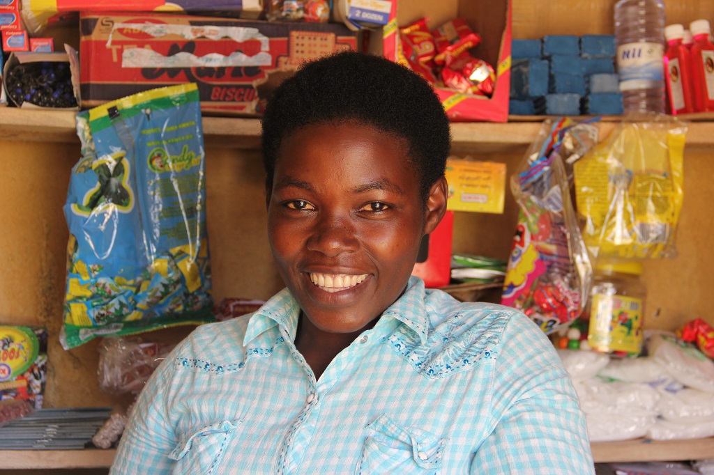 Claudine, several months after surgery, in her tea shop.