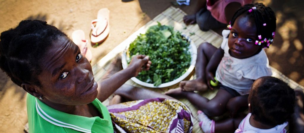 Veronica Sitoi, a mother of five, at home near Maputo, Mozambique. Sitoi was visited by a community health worker trained in family planning, nutrition, and primary healthcare.