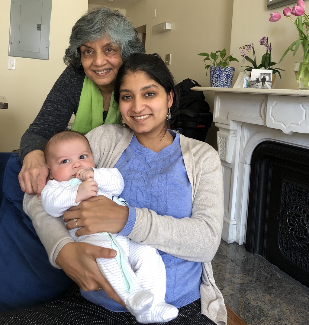 The author, her daughter, Isha, and baby Arnav.