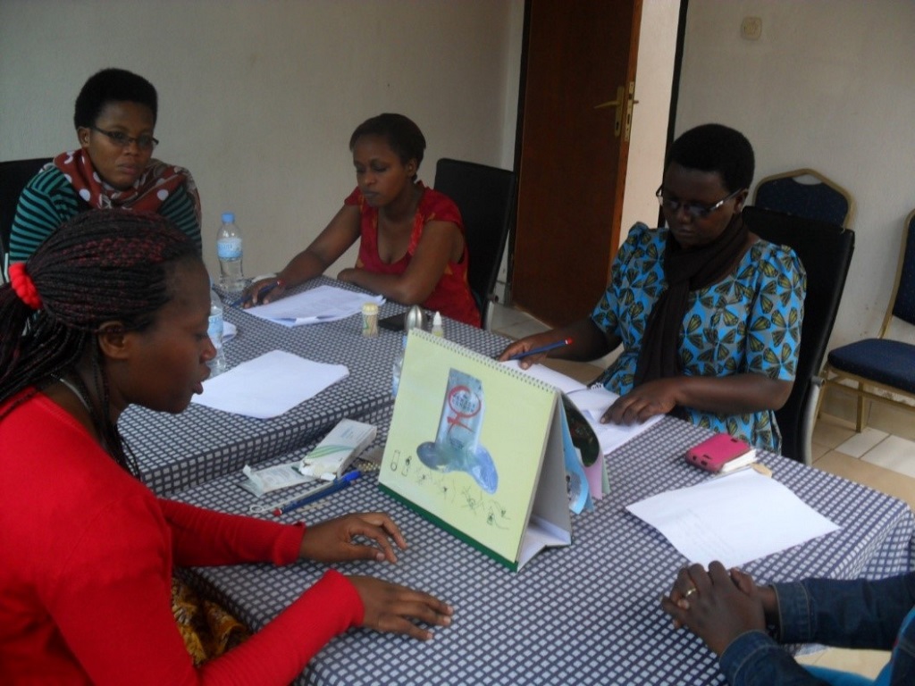 Role playing PPFP counseling during training in Kamonyi district.