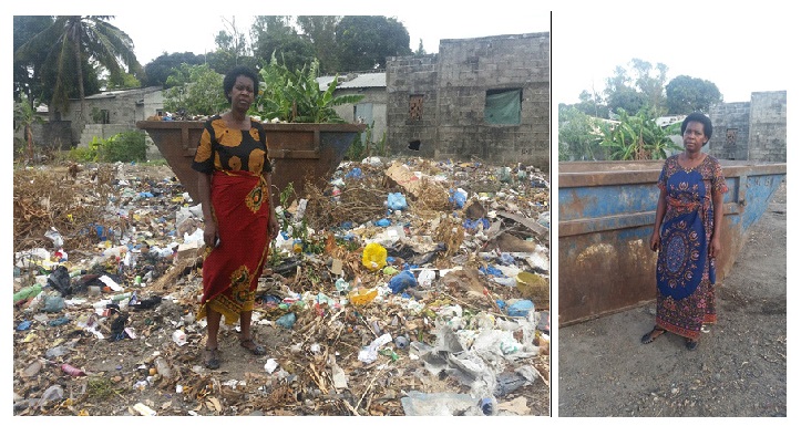 The unhygienic situation near Sozinho’s home before – and after – taking action.