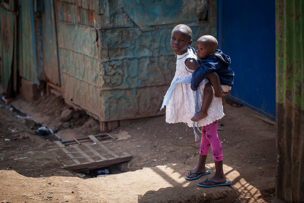 Children in urban slum in Nairobi, Kenya