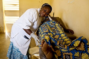 Pregnant woman being examined in Burkina Faso.