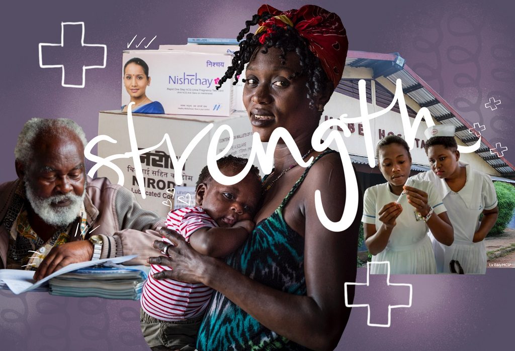 Graphic art representing a health systems strengthening theme