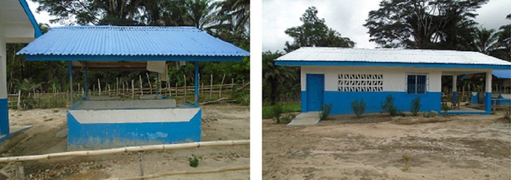 Before and after photos of triage unit at Slagonplay Clinic in Nimba County