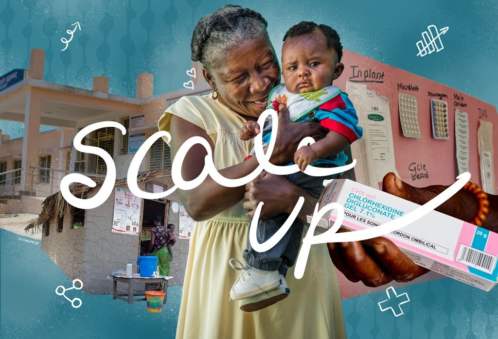collage image child being held with facility in background