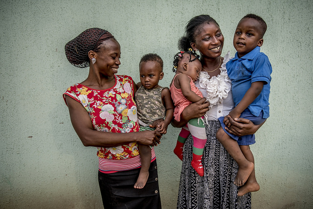 Mothers holding their children in Nigeria