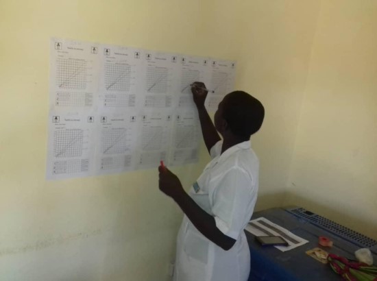 Ms. Kimwaga tracks the vaccination status of children who received the MCV 2 vaccine.