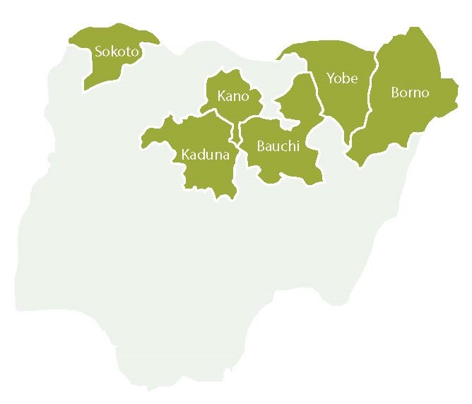 Map showing six RI MOU states in northern Nigeria.