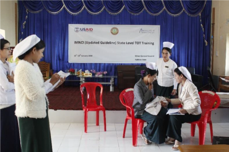 Role-play during training-of-trainers event in Sittwe, Rakhine state.